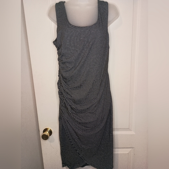 2/$30 Vintage Black and white GIBSON LATIMER striped long Maxi dress (#1,006) - Picture 1 of 6